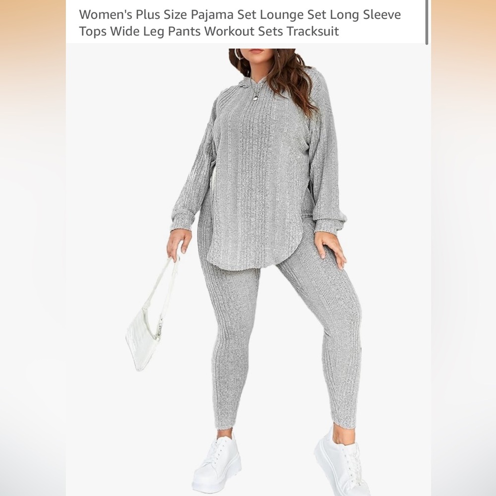 Women's Gray Knit Pants & Top Set